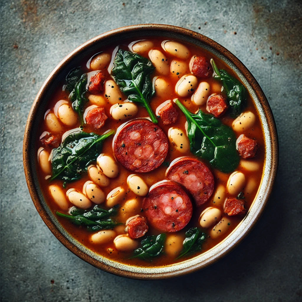 Bowl of white bean soup - Caldo Gallego