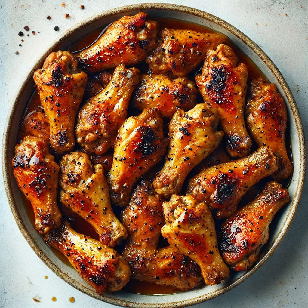 Plate of honey glazed wings