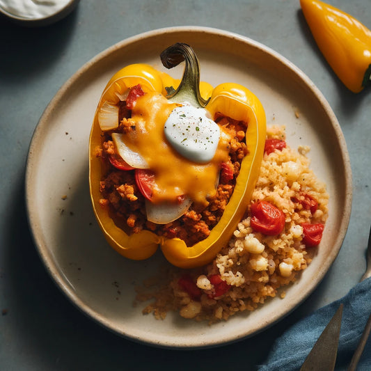 Plate of keto friendly stuffed peppers